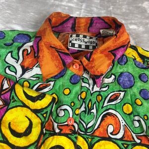 Crossword Womens Size 20 Button Down Shirt Multicolor Geometric Abstract Vintage